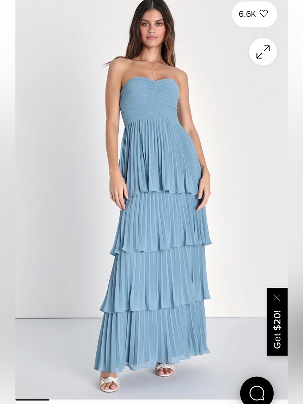 Lulu's Seriously Sensational Light Blue Strapless Tiered Maxi Dress